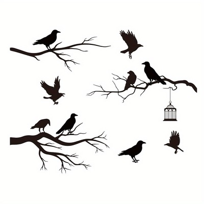 2025 new pattern Cross border Generation 1 Crow metope Decorative painting Treetops Wall