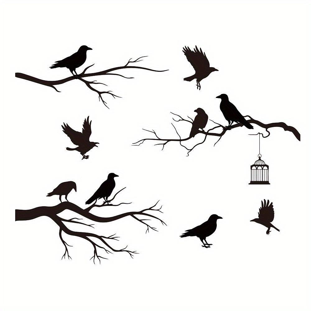 2025 new pattern Cross border Generation 1 Crow metope Decorative painting Treetops Wall