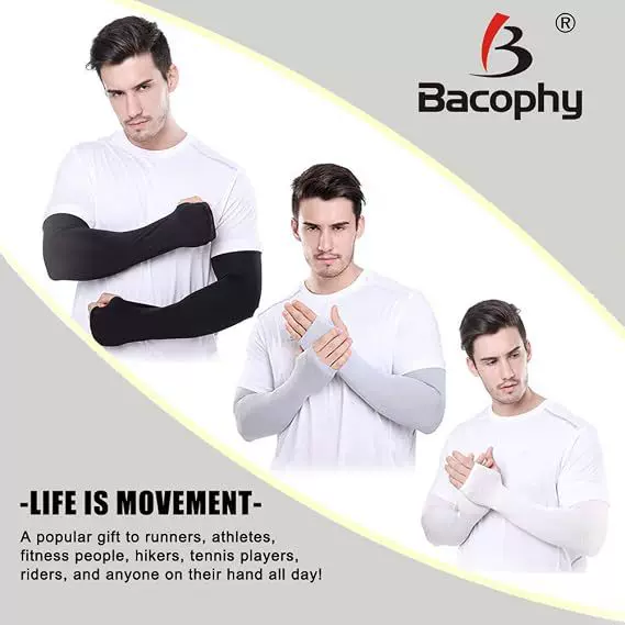 3 pairs of arm sleeves with thumb holes for women and men, UV protection, cooling, UPF 50, compression long arm sleeves