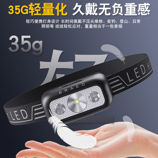 ✅ Headlamp Fishing Wave Sensor Ultra-Long Battery Life Rechargeable Strong Light Ultra-Bright Head-Mounted Wild Fishing Night Fishing Head