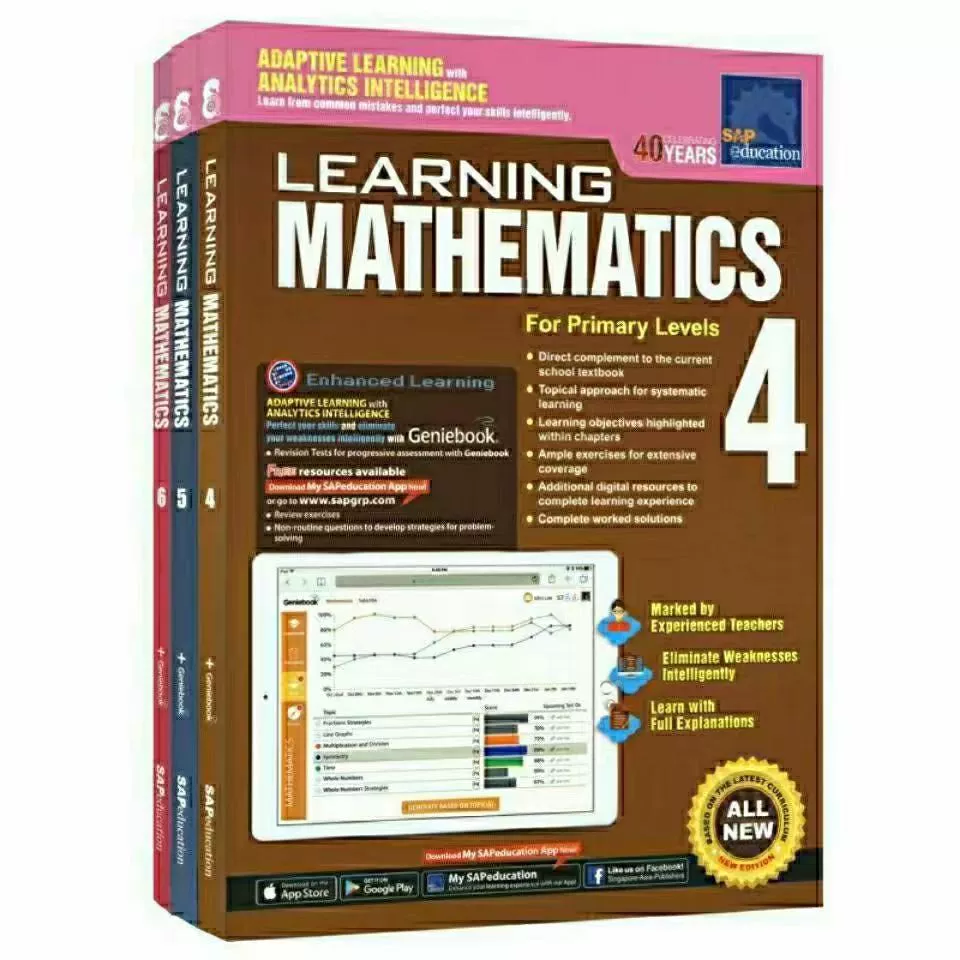 Сингапурский учебник по математике SAP Learning Mathematics 1_6 класс тетрадь с упражнениями полный набор из 9 томов