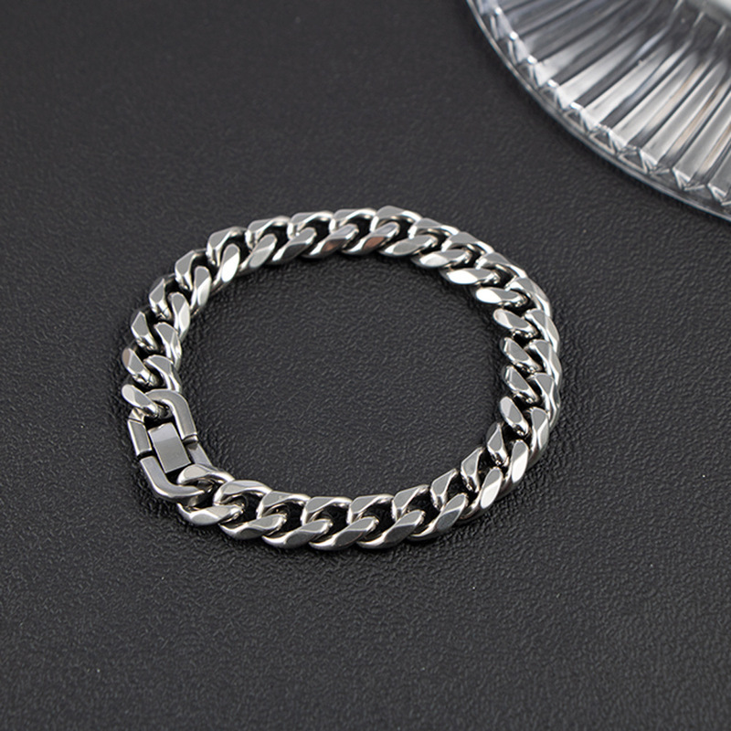Titanium Steel Men's Cuban Bracelet European and American Trend Six-sided Grinding Bracelet Stainless Steel Fine Throwing Bracelet CE618