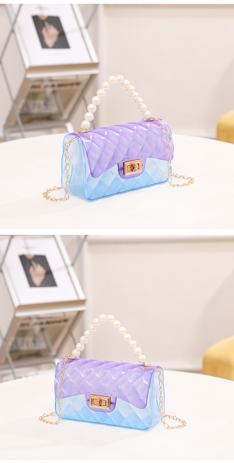 Women's Medium PVC Color Block Cute Square Lock Clasp Jelly Bag display picture 1