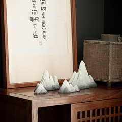 雪山小擺件創意微景觀造景陶瓷客廳新中式玄關假山魚缸造景裝飾品