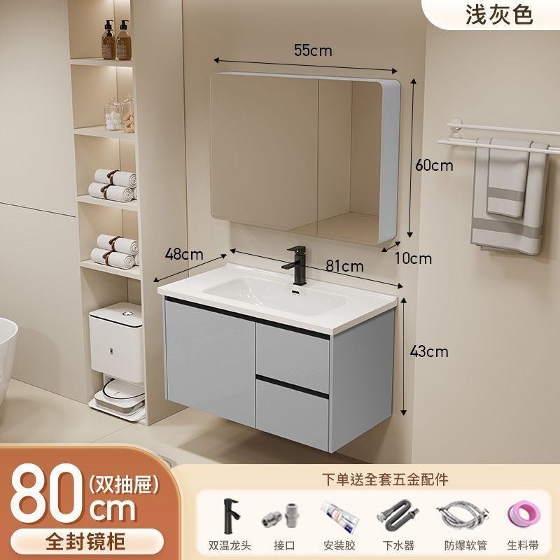 Gabinete de baño de aluminio inteligente espacial grueso combinación lavabo lavabo en cerámica lavabo fábrica de inodoro al por mayor