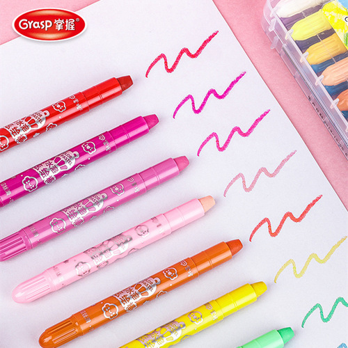 Master 24-color water-soluble colorful painting sticks silky colorful sticks washable oil pastels crayons rotating core 607
