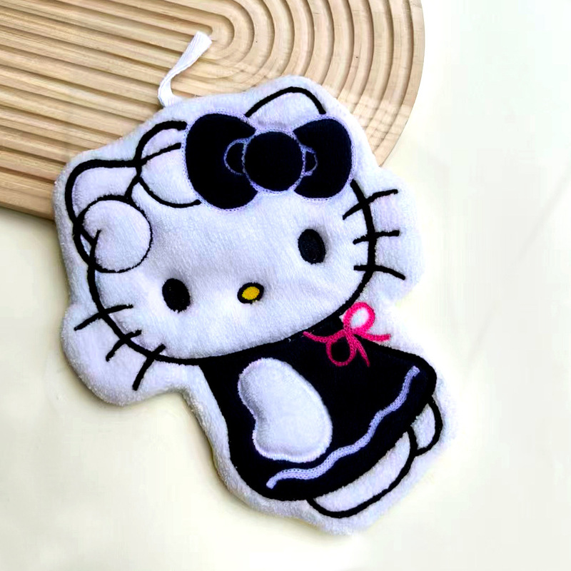 かわいい漫画のキッチンハンドタオルコーラルベルベットハンギングタオル厚く吸収性糸くずの出ない小さなギフト小さなタオルハンギング可能|undefined