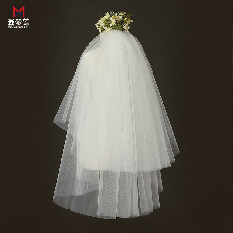 Small veil white veil new bride double layer nude veil veil multi-layer forest style Lolita photo studio photo