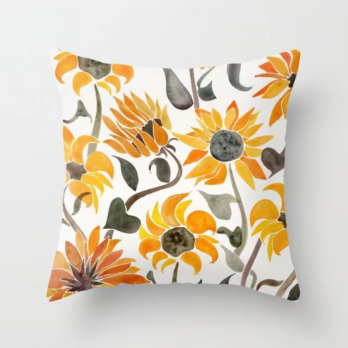 Girasol amarillo girasol funda de almohada Nordic casa estilo melocotón piel sofá del coche cojín cubierta image 23