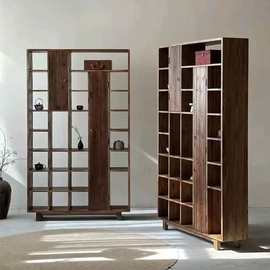 实木博古架侘寂风茶杯多宝阁收纳架茶室禅意展示架民宿复古装饰架