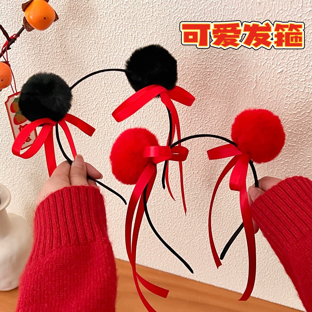 Cute tocado de bola pequeña banda de pelo animación imagen decoración de bola de pelo banda de pelo fotógrafo universal tarjeta de pelo bola