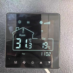 Central air conditioning black LCD thermostat fan coil touch screen manual operator three-speed switch panel wire controller