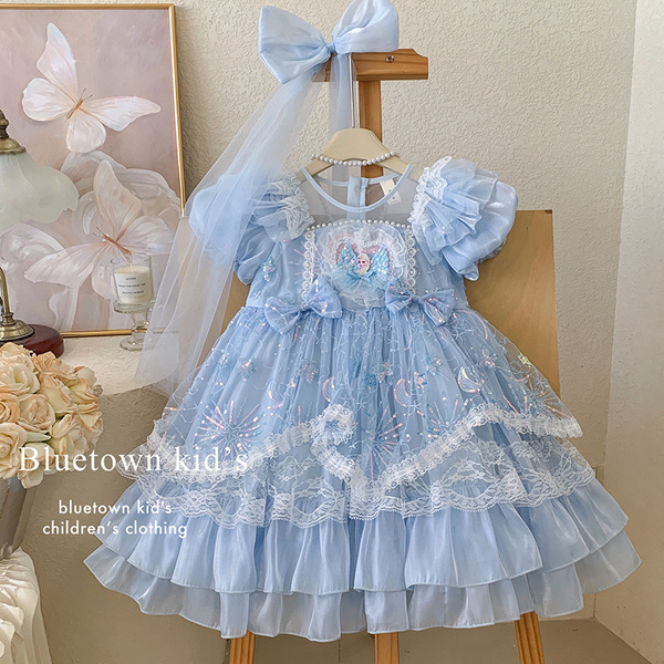 Blue summer small princess costume