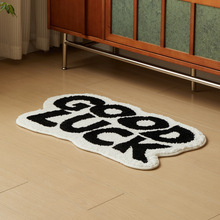 跨境简约字母外销仿羊绒保暖地垫防滑耐脏吸水可手洗卧室客厅脚垫