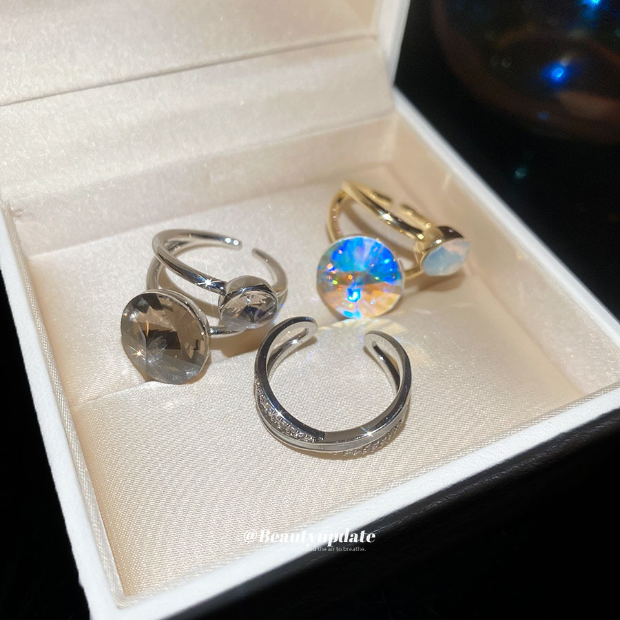 Zirkonia-Perlmutt-Doppelschicht-Kreuzring, modisch, schlicht, vielseitig, elegant, leichter, luxuriöser und hochwertiger Zeigefingerring_voghion.com