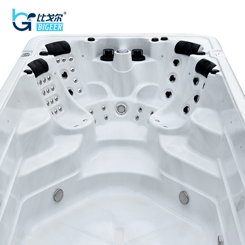 Piscina de hidromasaje infinita para casa o villa, piscina familiar para adultos con flujo laminar, surf, temperatura constante inteligente, acrílica