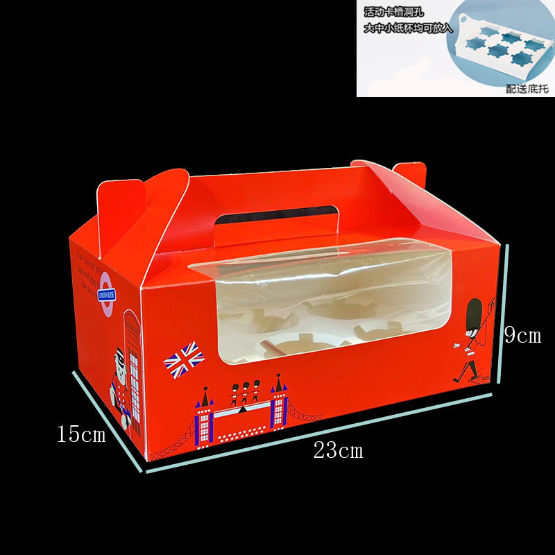 Caja de cupcake portátil cupcake transparente ventana pequeña taza de pastel de la tarde té tarta caja de embalaje de postre