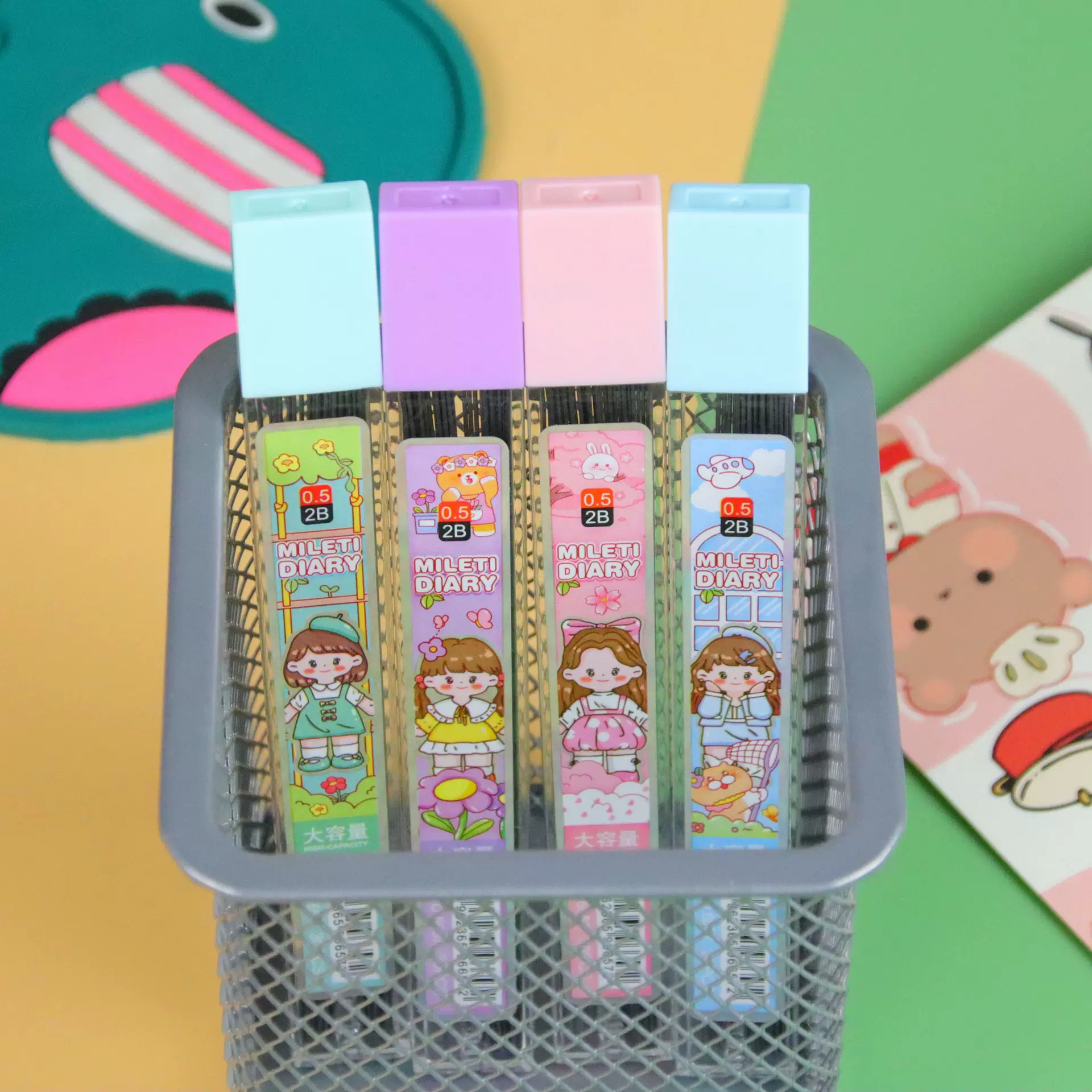 自动铅笔铅芯可爱小女孩活动铅笔配件替换芯创意树脂石墨铅芯批发