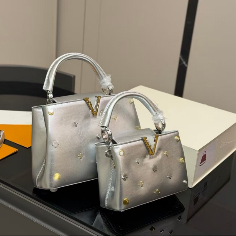 Cross-Border 2025 European and American New Capucines Genuine Leather Handbag Women's Shoulder Crossbody Large Capacity