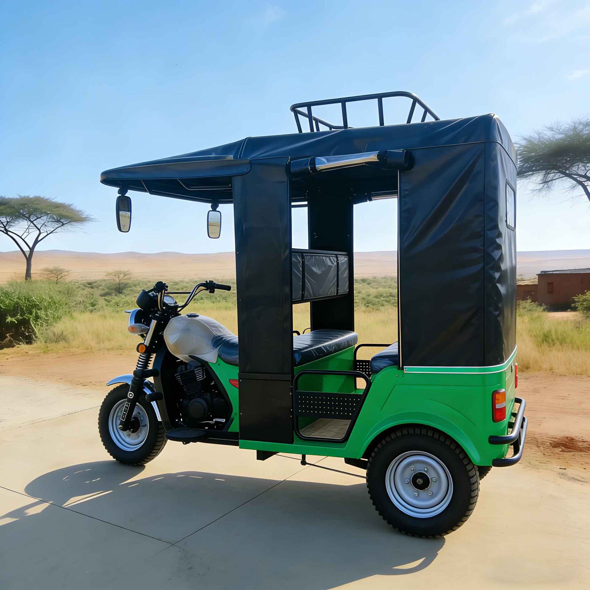 4-person double-seater passenger tricycle, passenger transport tricycle, export-oriented passenger tricycle with canopy, best-selling model