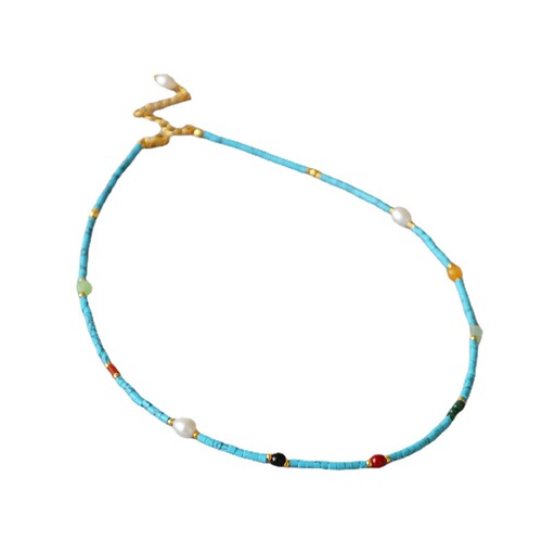 French Vintage Retro Western Court Style Extremely Fine Turquoise Bead Jewelry Extremely Fine Necklace Clasp Necklace