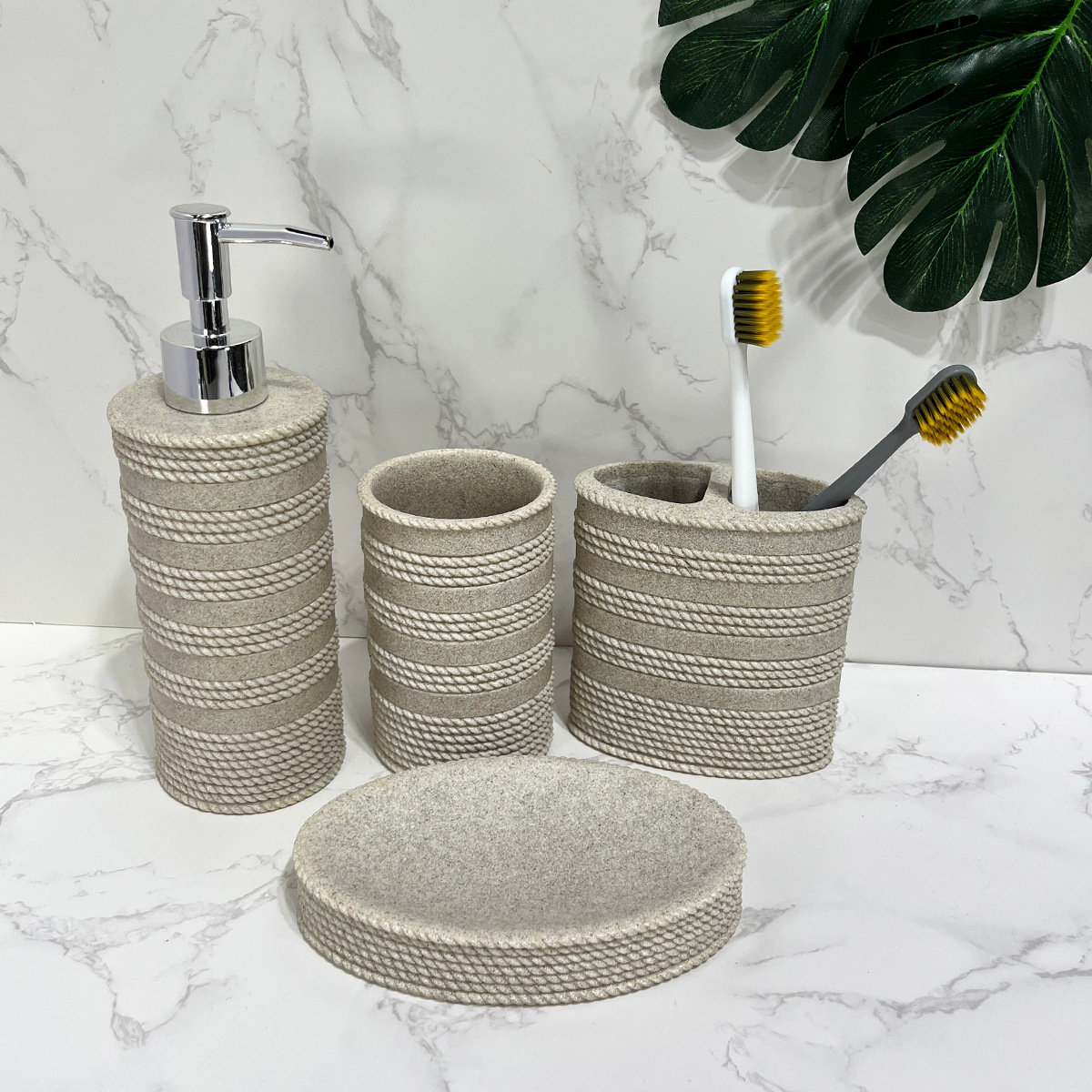 Arenisca imitación diseño simple de resina baño baño baño set de baño hotel cuatro piezas set de artículos de baño