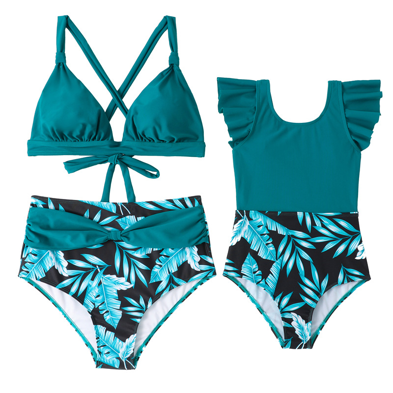 Mother&daughter Lady Classic Style Printing 2 Pieces Set Bikinis Swimwear display picture 4