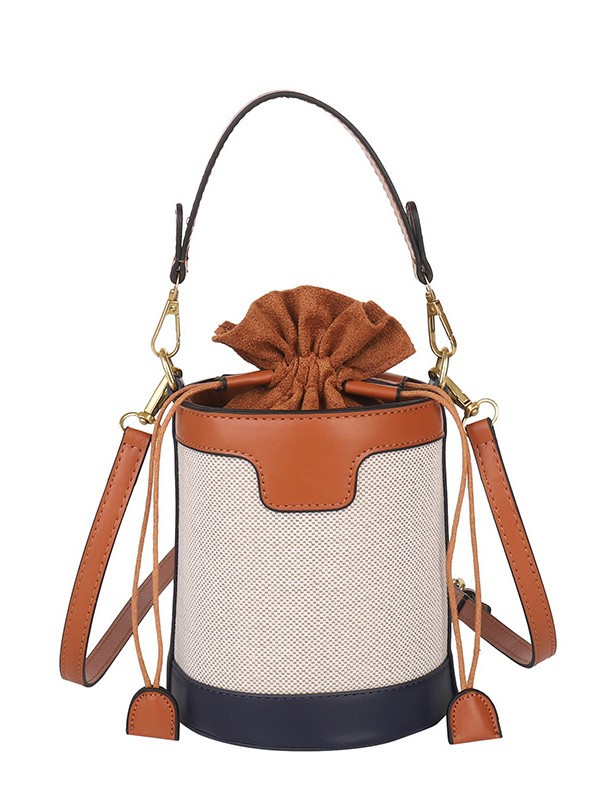 Bolso de mano cilíndrico de color contrastante para mujer, novedad 2026, estilo transfronterizo del Sudeste Asiático, a la moda, bandolera de un solo hombro