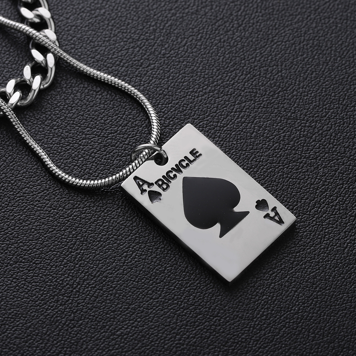 Casual, Daily, Street Occasion Titanium Steel Material Hip-Hop Poker Titanium Steel Plating Unisex Double Layer Necklaces Men Layered Necklaces