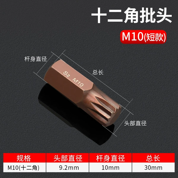 12 corner batch head M10/short