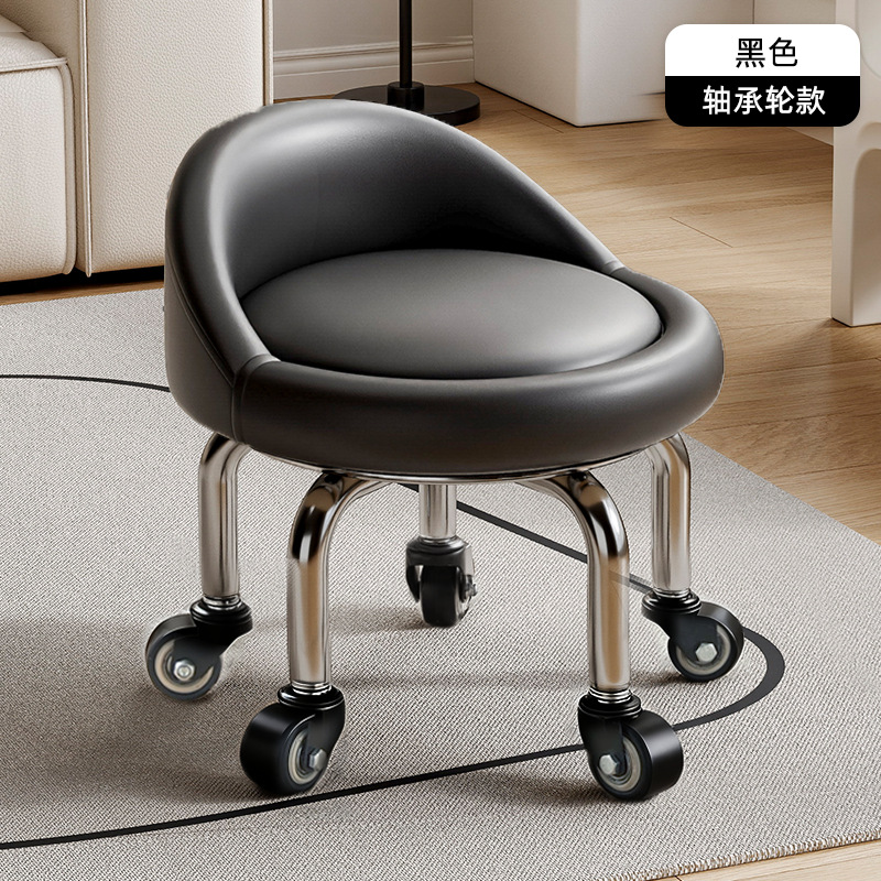 Rueda universal taburete pequeño polea doméstica taburete redondo pedicura banquete baños bajos banquetes para bebés banquetes de cambio de zapatos silenciosos multifuncionales