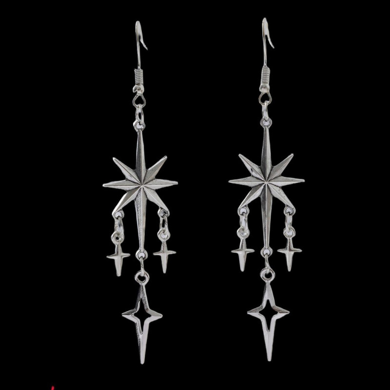 Huiyang Retro Cross-Border Starburst Tassel Pendant Earrings Fashion Gothic Women's Earrings Jewelry Gift Wholesale