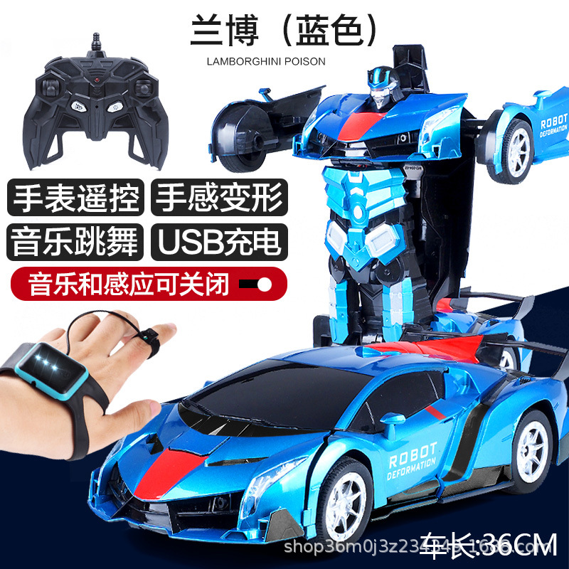 Control remoto de deformación de detección de gestos cargador de automóviles de carreras de cuatro ruedas robot grande niño niño coche de juguete súper grande