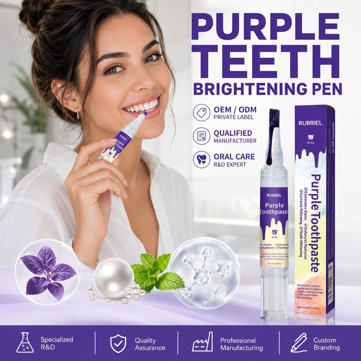 OEM teeth whitening pen, teeth yellowing remover, v34 teeth cleaning pen, purple teeth whitening pen gel, in-stock wholesale