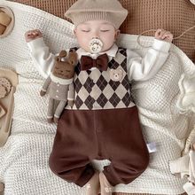 婴儿秋装连体衣宝宝秋季新款衣服超萌洋气婴幼儿百日宴绅士服秋天