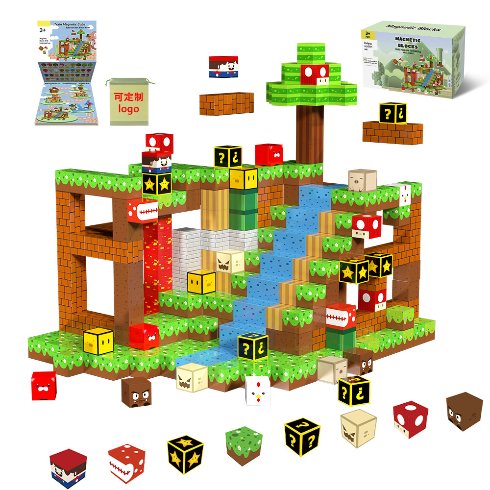 Juguetes magnéticos transfronterizos de campo magnético, mi mundo magnético, bloques magnéticos, diseño gratuito, conjunto de bloques magnéticos