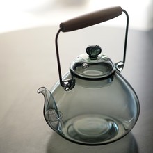 加厚新品磁吸星空提梁壺五代蒸煮玻璃茶壺雙提梁燒水壺高端透黑壺
