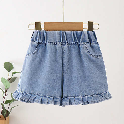 Girls suit new summer shorts suit Korean style girls striped long-sleeved shirt + vest pants three-piece set