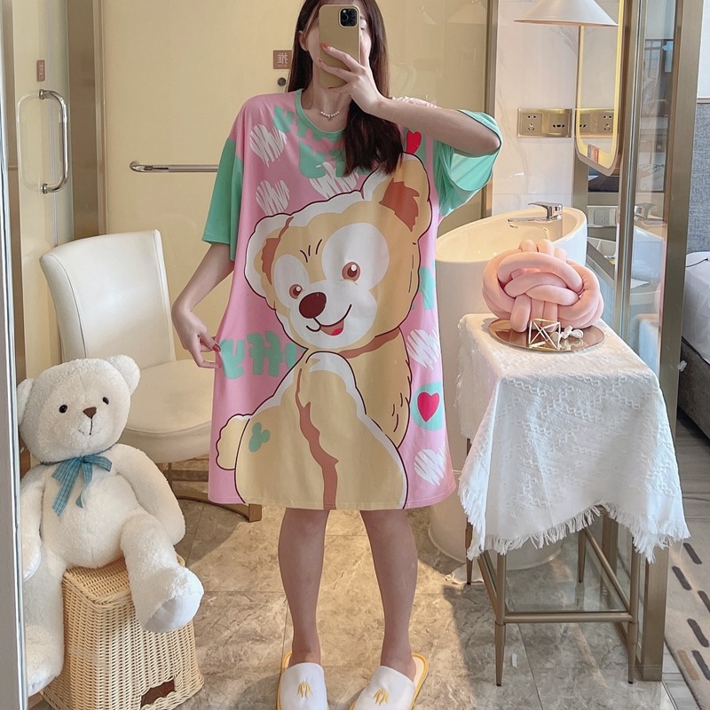 Una variedad de 2023 verano Comercio exterior falda cultural de manga corta suelta grasa más tamaño camisón de dibujos animados ropa para el hogar ventas directas de la fábrica