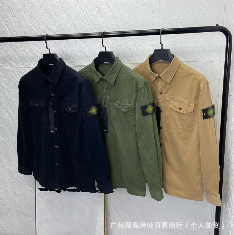 Cross-Border Hot-Selling Stone Island American-Style Work Shirt Unisex High Street Retro Pocket Jacket Cross-Border Hot-Selling Stone Island American-Style Work Shirt Unisex High Street Retro Pocket Jacket