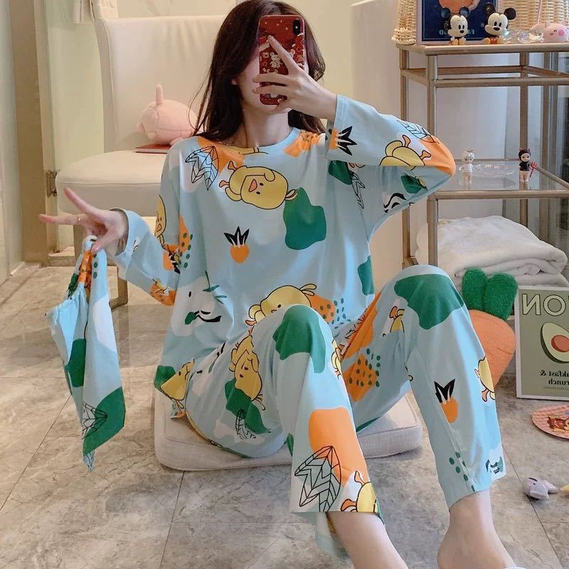 Pijamas mujer otoño estudiante ins manga larga primavera y otoño estilo coreano