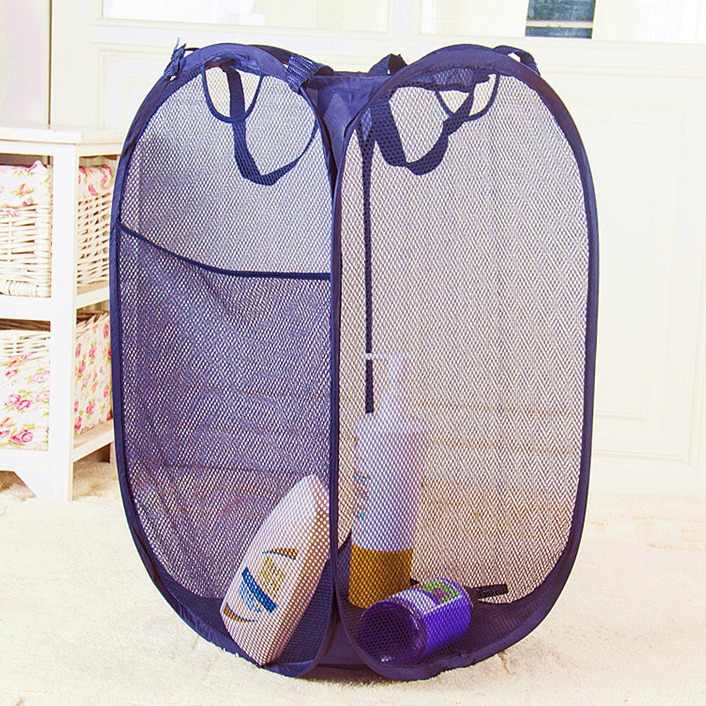 Cesta de lavandería plegable grande con cesta de lavandería de malla portátil cesta de almacenamiento de juguetes de lavandería doméstica al por mayor transfronteriza