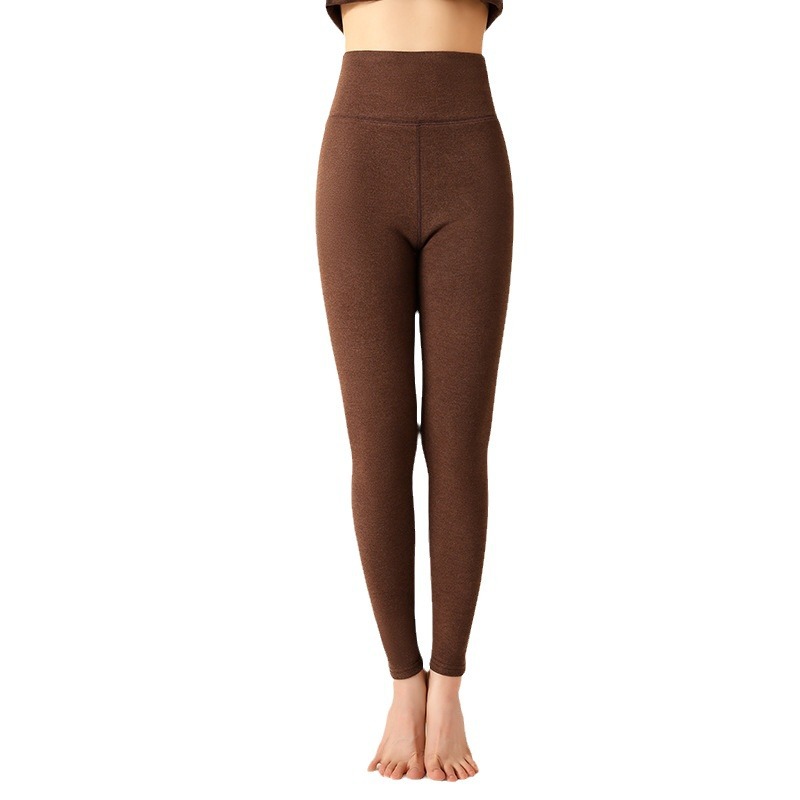 Calzoncillos largos de terciopelo de doble cara para mujeres 2023 nueva ropa de mujer forrada de lana gruesa pantalones cálidos de terciopelo de una pieza de cintura alta polainas de contracción del vientre image 6
