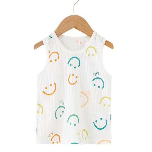 Children's Crossbar Training Shirt, Summer Lightweight Pure Cotton Sleeveless Cartoon Strap Boys' and Girls' Infant Baby Summer Top
