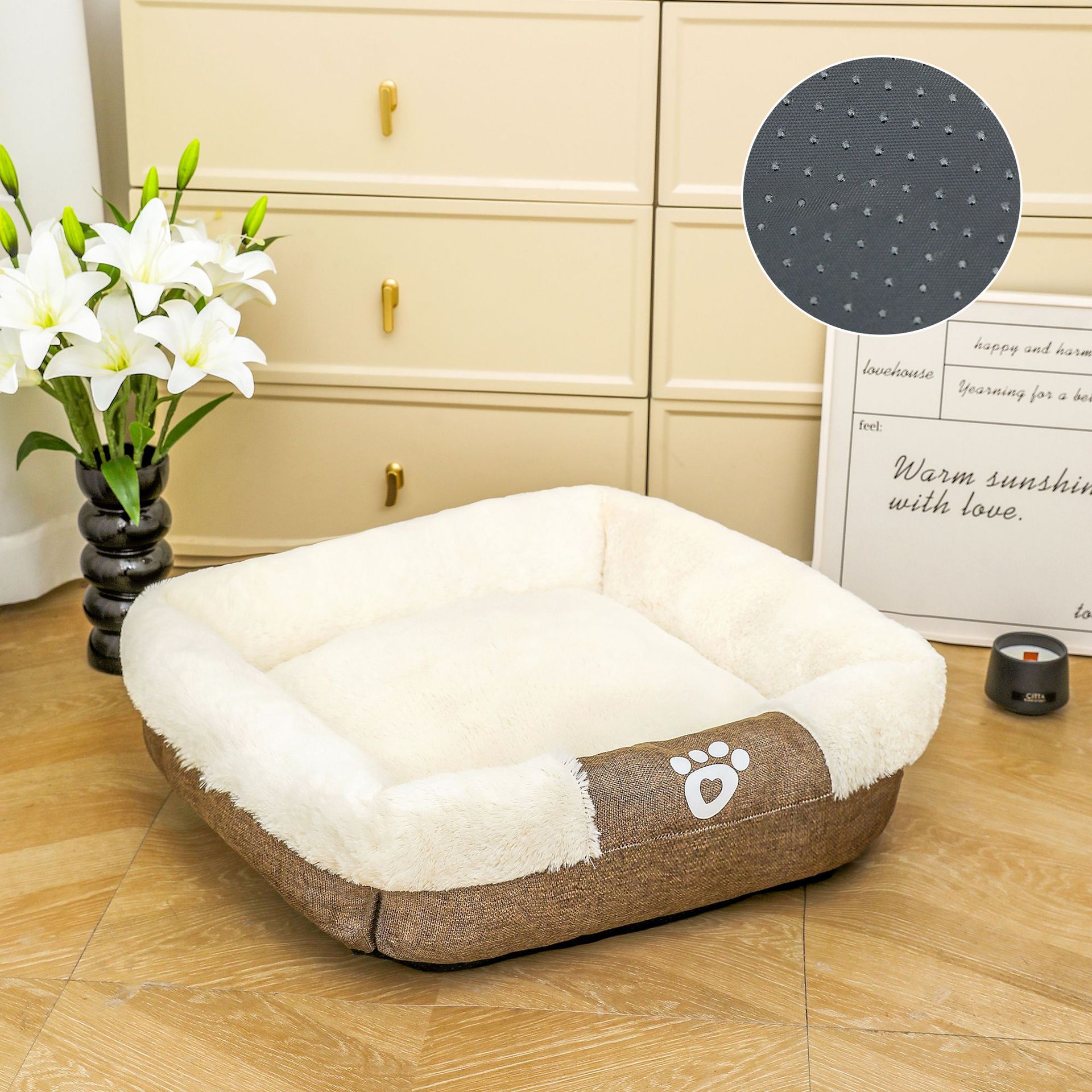 Otoño e invierno nuevo nido de felpa para mascotas tapete de lana de algodón cuadrado cojín de lino de alta calidad para perros y gatos cojín cálido nido para mascotas