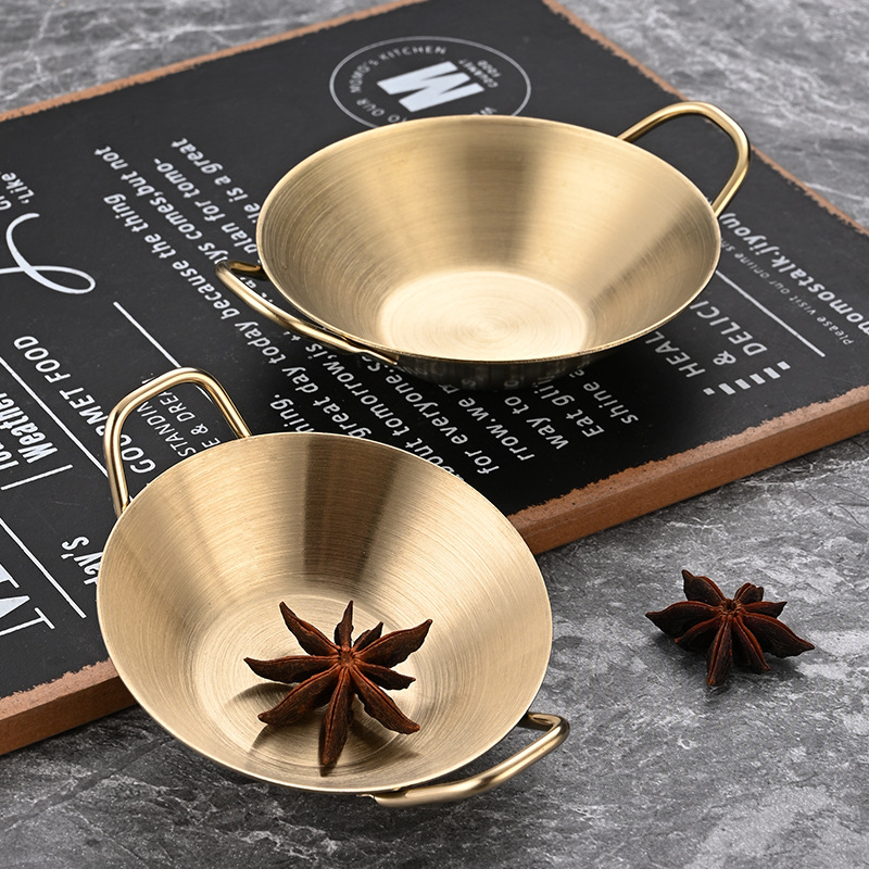 Korean-style 304 stainless steel flavor dish with creative ear commercial golden dipping sauce dish soy sauce seasoning plate
