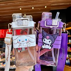 Sanrio co-branded punk double drinking space plastic cup for girls, high-looking portable tritan cute straw cup