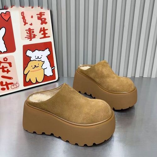 Baghouo Slope and Anti-Slip Slippers Autumn Petite Mango Head Stylish Height Increasing Retro Outer Wear Moccasin Shoes