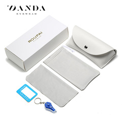 A pair of PU leather eyeglass case with double-sided design, light-colored stylish sun glasses case, anti-blue light, customizable with LOGO