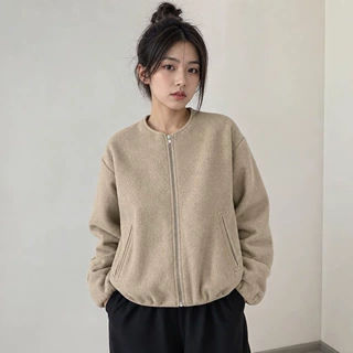 速卖通外贸2026春秋季新款欧美风软质飞行员圆领拉链短款夹克外套